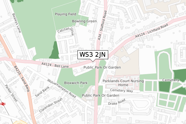 WS3 2JN map - large scale - OS Open Zoomstack (Ordnance Survey)