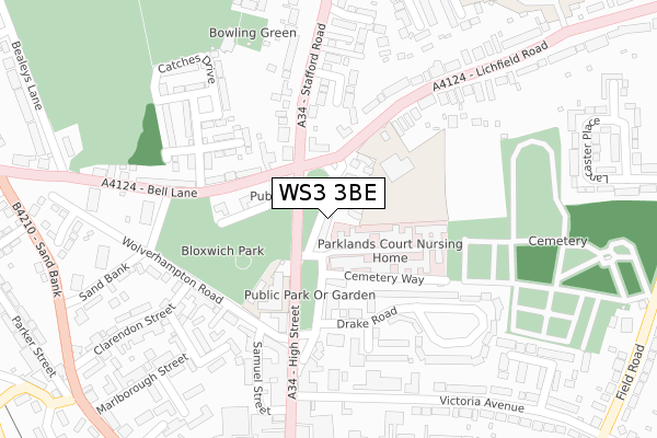 WS3 3BE map - large scale - OS Open Zoomstack (Ordnance Survey)