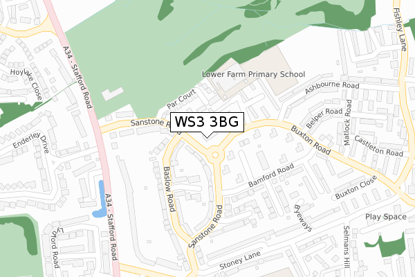 WS3 3BG map - large scale - OS Open Zoomstack (Ordnance Survey)