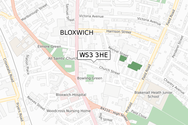 WS3 3HE map - large scale - OS Open Zoomstack (Ordnance Survey)