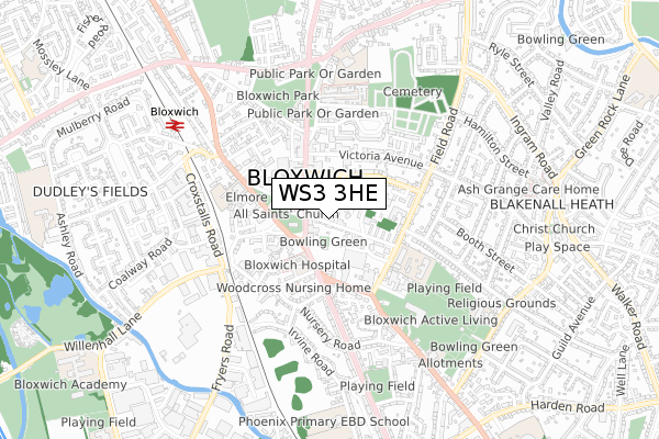 WS3 3HE map - small scale - OS Open Zoomstack (Ordnance Survey)