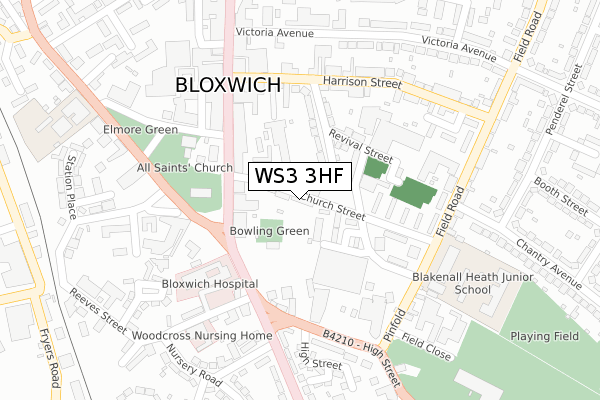 WS3 3HF map - large scale - OS Open Zoomstack (Ordnance Survey)
