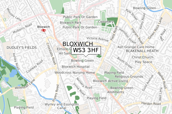 WS3 3HF map - small scale - OS Open Zoomstack (Ordnance Survey)