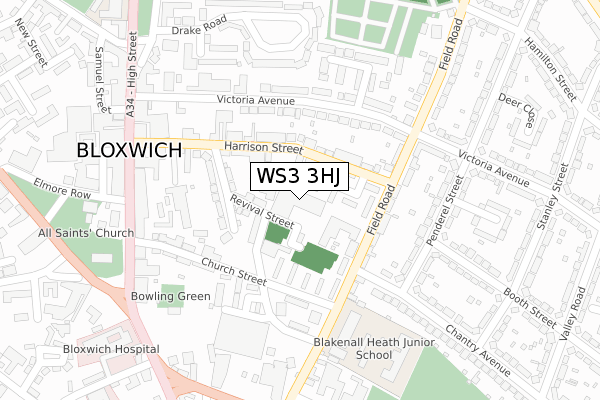 WS3 3HJ map - large scale - OS Open Zoomstack (Ordnance Survey)