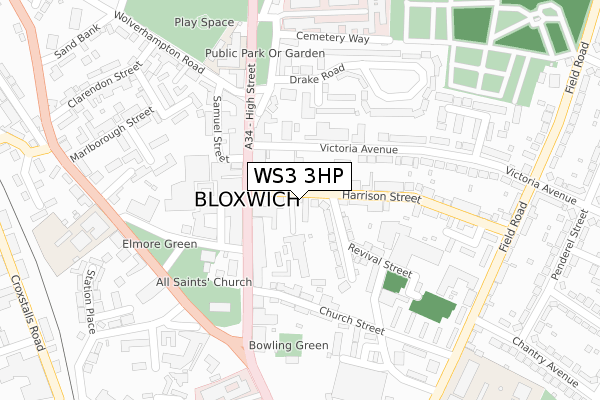 WS3 3HP map - large scale - OS Open Zoomstack (Ordnance Survey)