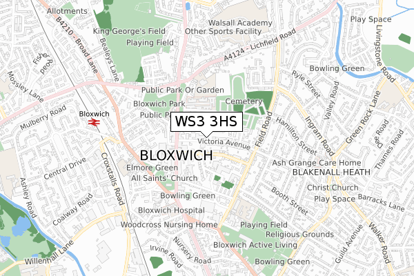 WS3 3HS map - small scale - OS Open Zoomstack (Ordnance Survey)