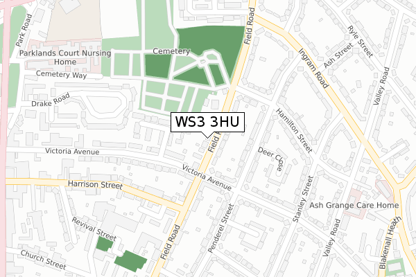 WS3 3HU map - large scale - OS Open Zoomstack (Ordnance Survey)