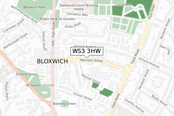 WS3 3HW map - large scale - OS Open Zoomstack (Ordnance Survey)