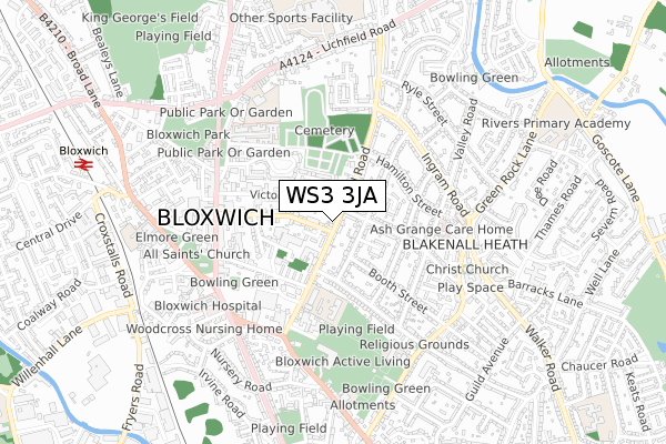 WS3 3JA map - small scale - OS Open Zoomstack (Ordnance Survey)