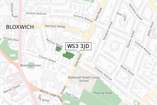 WS3 3JD map - large scale - OS Open Zoomstack (Ordnance Survey)