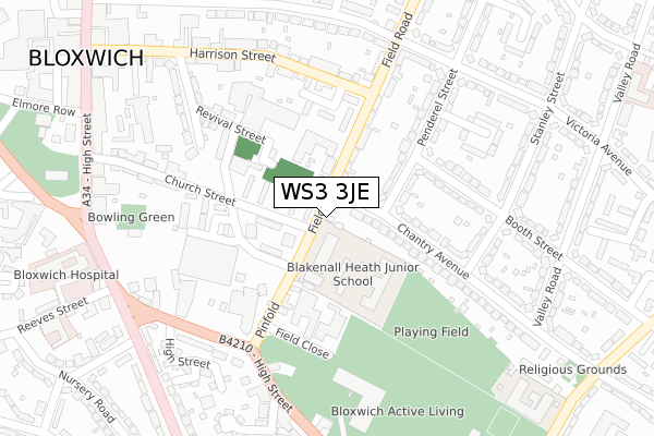 WS3 3JE map - large scale - OS Open Zoomstack (Ordnance Survey)