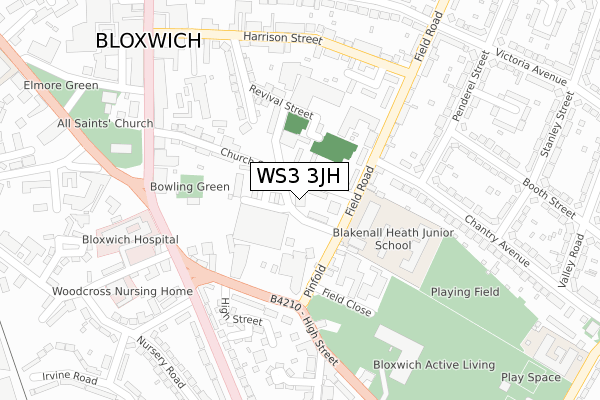 WS3 3JH map - large scale - OS Open Zoomstack (Ordnance Survey)