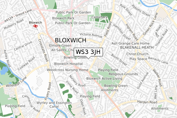 WS3 3JH map - small scale - OS Open Zoomstack (Ordnance Survey)