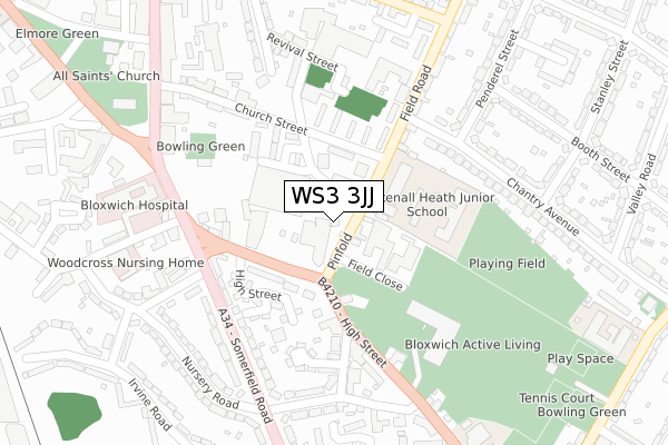 WS3 3JJ map - large scale - OS Open Zoomstack (Ordnance Survey)