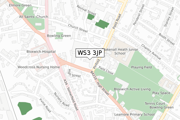 WS3 3JP map - large scale - OS Open Zoomstack (Ordnance Survey)