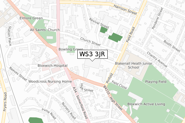 WS3 3JR map - large scale - OS Open Zoomstack (Ordnance Survey)