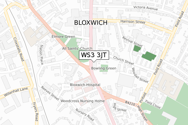 WS3 3JT map - large scale - OS Open Zoomstack (Ordnance Survey)