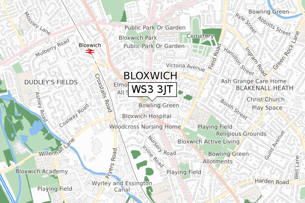 WS3 3JT map - small scale - OS Open Zoomstack (Ordnance Survey)