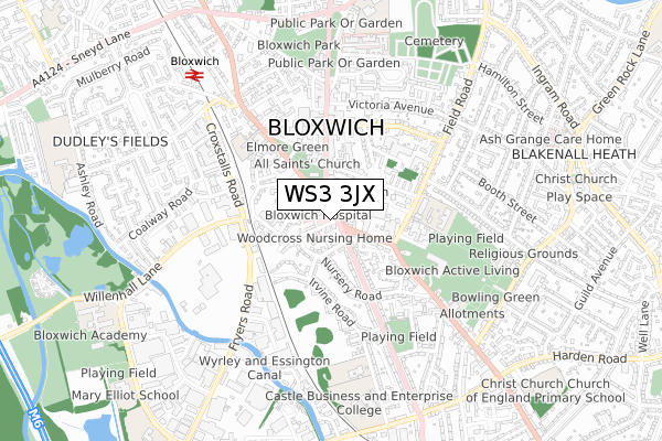 WS3 3JX map - small scale - OS Open Zoomstack (Ordnance Survey)