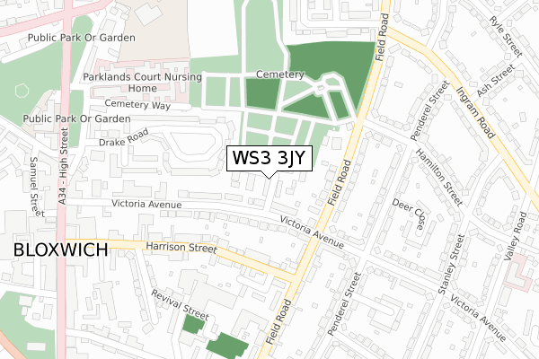 WS3 3JY map - large scale - OS Open Zoomstack (Ordnance Survey)