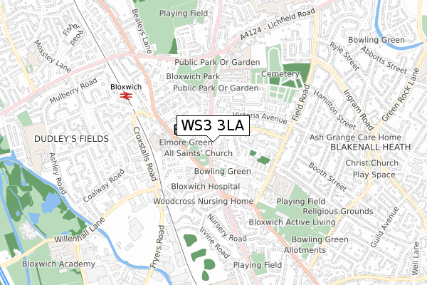 WS3 3LA map - small scale - OS Open Zoomstack (Ordnance Survey)