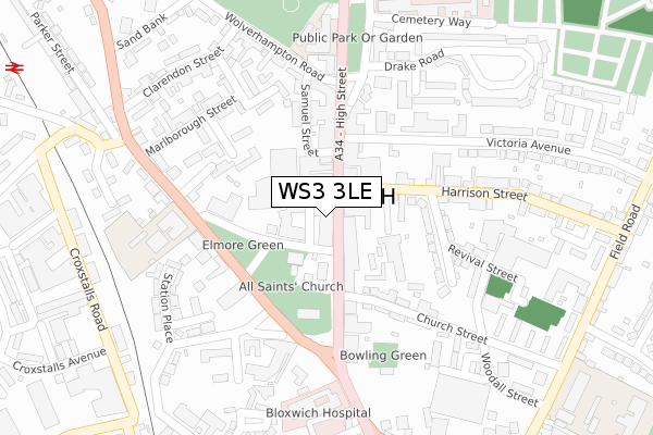 WS3 3LE map - large scale - OS Open Zoomstack (Ordnance Survey)