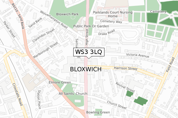 WS3 3LQ map - large scale - OS Open Zoomstack (Ordnance Survey)