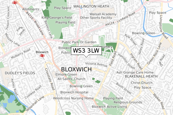 WS3 3LW map - small scale - OS Open Zoomstack (Ordnance Survey)