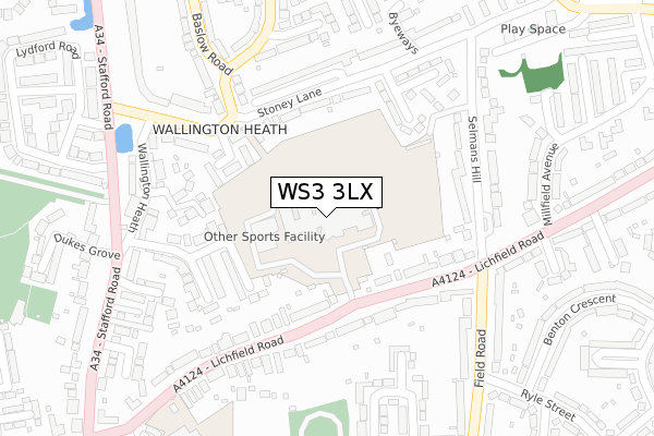 WS3 3LX map - large scale - OS Open Zoomstack (Ordnance Survey)