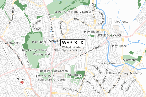 WS3 3LX map - small scale - OS Open Zoomstack (Ordnance Survey)
