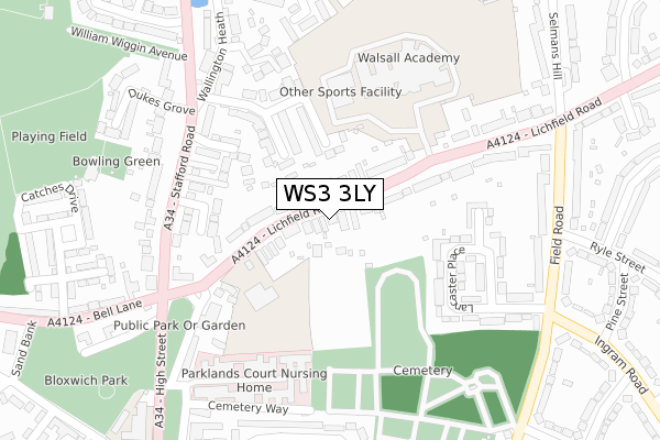 WS3 3LY map - large scale - OS Open Zoomstack (Ordnance Survey)