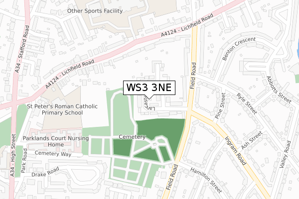 WS3 3NE map - large scale - OS Open Zoomstack (Ordnance Survey)