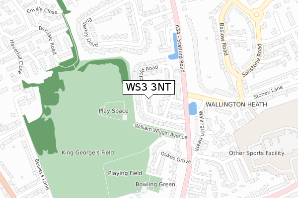 WS3 3NT map - large scale - OS Open Zoomstack (Ordnance Survey)