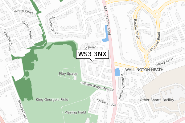 WS3 3NX map - large scale - OS Open Zoomstack (Ordnance Survey)