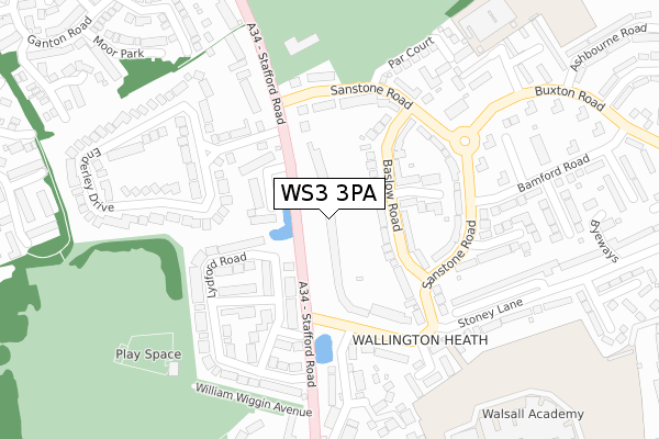WS3 3PA map - large scale - OS Open Zoomstack (Ordnance Survey)