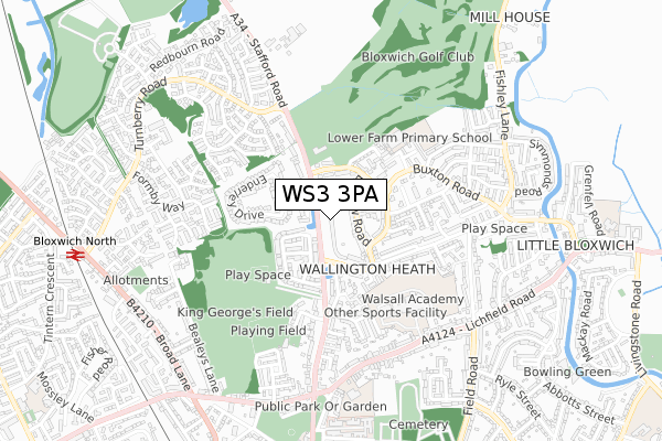 WS3 3PA map - small scale - OS Open Zoomstack (Ordnance Survey)