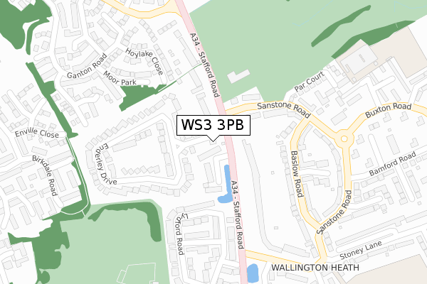 WS3 3PB map - large scale - OS Open Zoomstack (Ordnance Survey)
