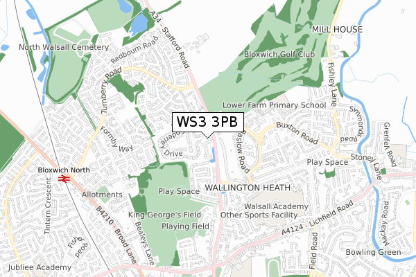 WS3 3PB map - small scale - OS Open Zoomstack (Ordnance Survey)