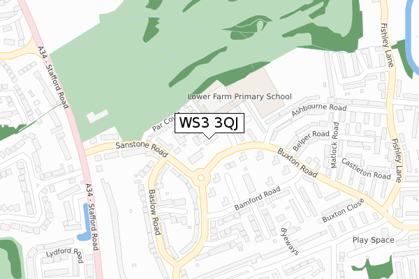 WS3 3QJ map - large scale - OS Open Zoomstack (Ordnance Survey)