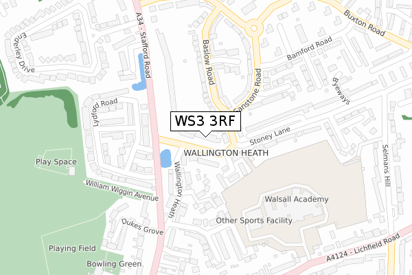 WS3 3RF map - large scale - OS Open Zoomstack (Ordnance Survey)