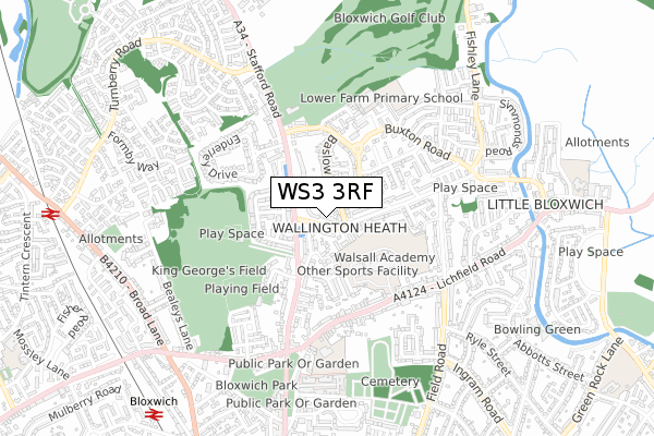 WS3 3RF map - small scale - OS Open Zoomstack (Ordnance Survey)