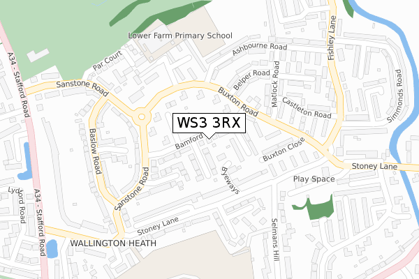 WS3 3RX map - large scale - OS Open Zoomstack (Ordnance Survey)