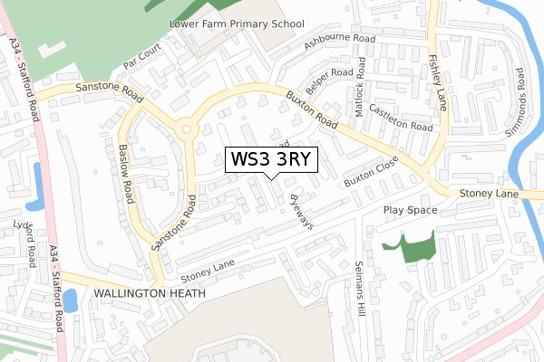 WS3 3RY map - large scale - OS Open Zoomstack (Ordnance Survey)