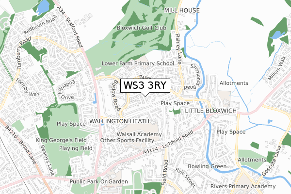 WS3 3RY map - small scale - OS Open Zoomstack (Ordnance Survey)