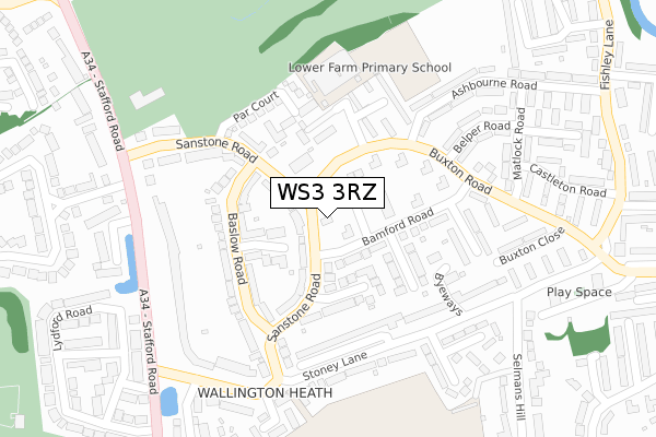 WS3 3RZ map - large scale - OS Open Zoomstack (Ordnance Survey)