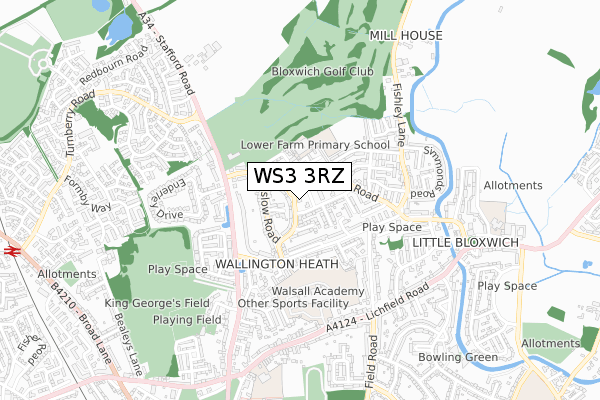 WS3 3RZ map - small scale - OS Open Zoomstack (Ordnance Survey)