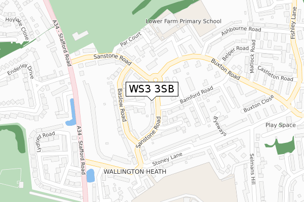 WS3 3SB map - large scale - OS Open Zoomstack (Ordnance Survey)