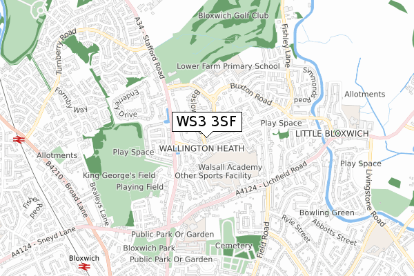WS3 3SF map - small scale - OS Open Zoomstack (Ordnance Survey)