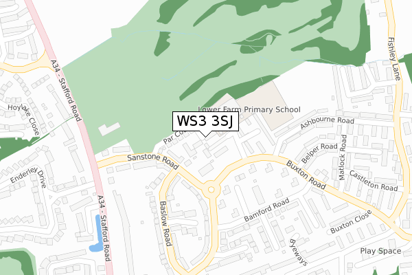 WS3 3SJ map - large scale - OS Open Zoomstack (Ordnance Survey)