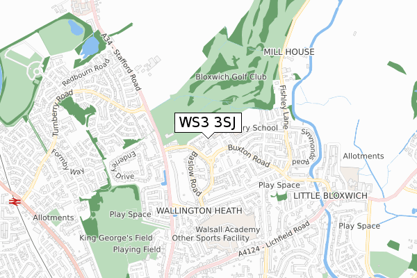 WS3 3SJ map - small scale - OS Open Zoomstack (Ordnance Survey)